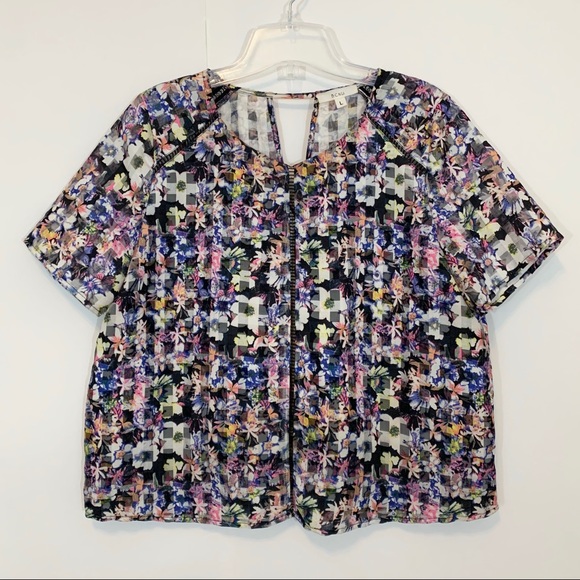 BCNU Semi-Sheer Floral Print Top blouse - Picture 1 of 8